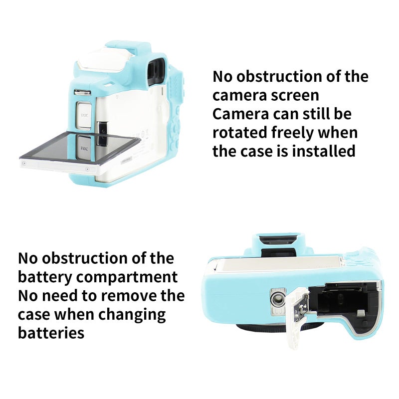 Easy Hood Camera Case for Canon EOS M50/M50 Mark II Digital Camera, Anti-Scratch Soft Silicone Case Cover Housing Protective Cover Protector Camera Body Skin Case (Blue) - Image 3